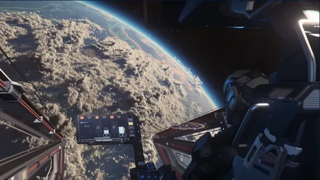 View from a spacecraft above a planet